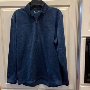 Mens Under Armour Fleece 1/4 zip Pullover, loose fit, size large, blue, fleece